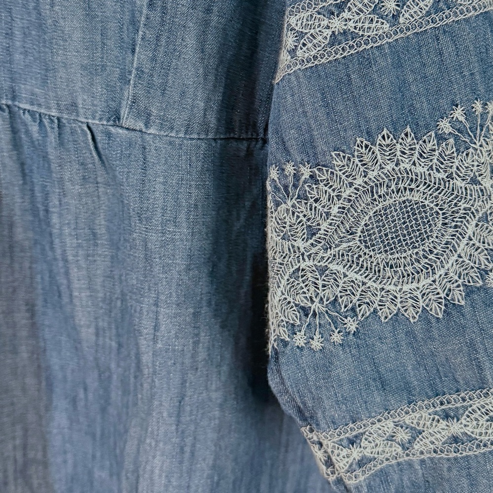 Blue Denim Dress with Lace Accents - Picture 4 of 4